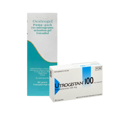 Oestrogel 80g plus 30 Utrogestan Caps 100mg Monthly Combination Pack