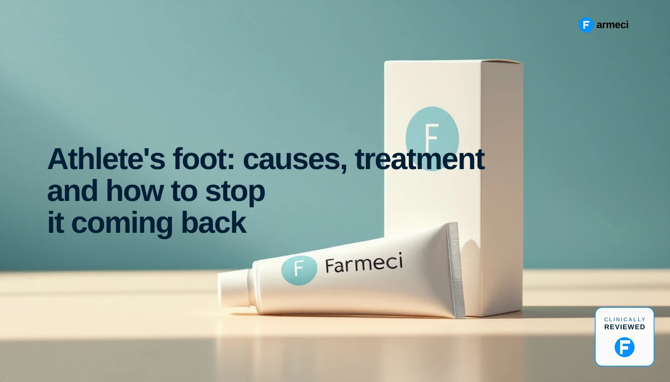 Editorial cover for Farmeci's guide to athlete's foot: causes, treatment and how to stop it coming back.