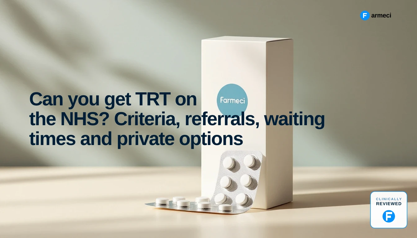 A GP discussing testosterone replacement therapy options with a male patient during a consultation.