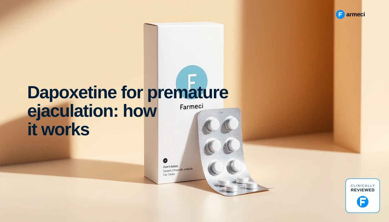 Editorial cover for Farmeci's guide to dapoxetine for premature ejaculation