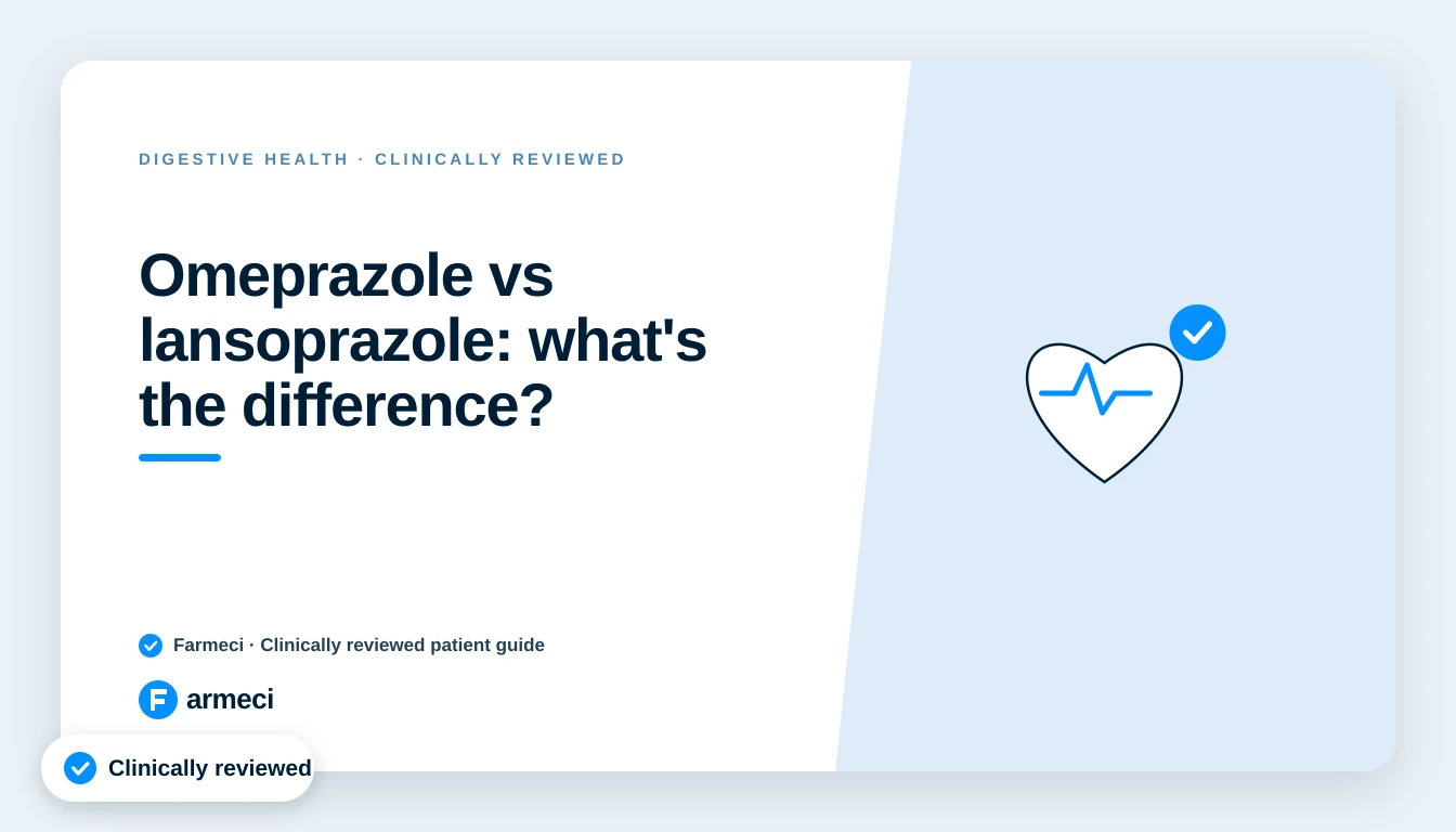 Editorial cover for Farmeci's comparison of omeprazole and lansoprazole for acid reflux.